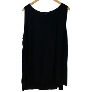 Eileen Fisher Woman Black Sleeveless Silk Tunic 2X